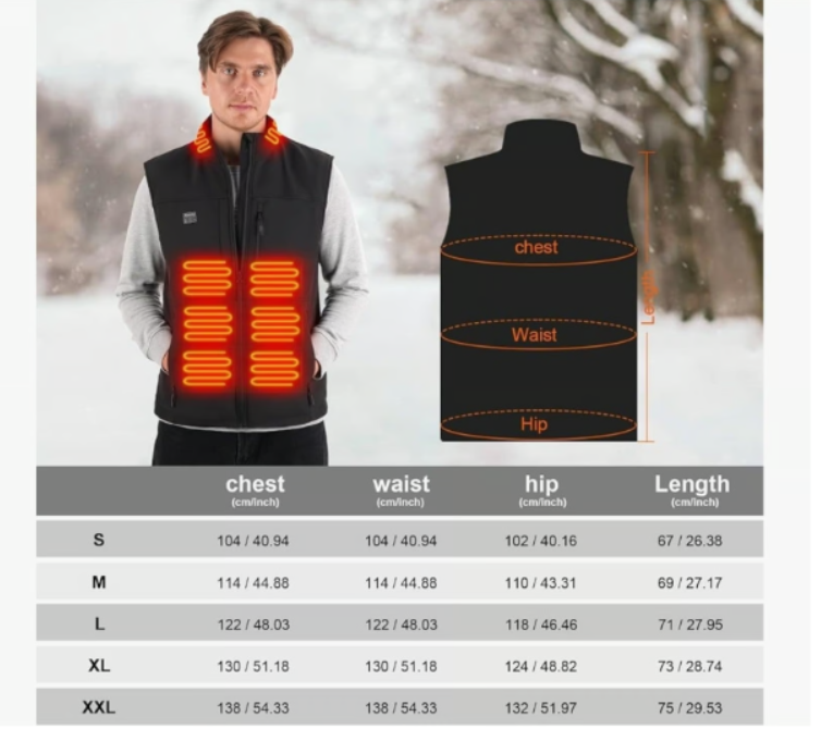 Moteoza Men's Heated Vest, Dual Controls, 3 Levels 10 Hour Battery Pack Large