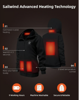 Sailwind Men's Heated Hoodie: Fashion Meets Functionality Black Small