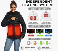 PLIDINNA Heated Puffer Jacket: 4 Heating Zones, + 10 Hour Battery Winter Coat