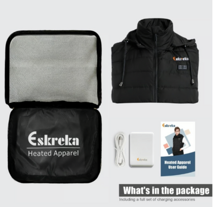 Eskreka Heated Vest: Black Medium Lightweight, Rechargeable, 8-10 Hours Warmth