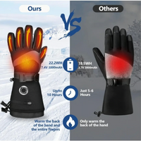 LATITOP Heated Ski Gloves Rechargeable Battery Touchscreen Waterproof 10H Heat