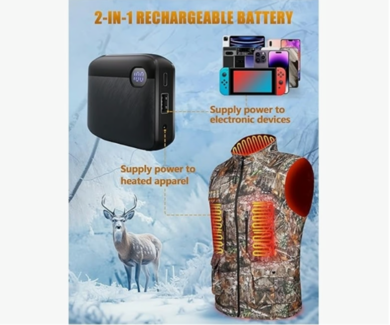 Unisex Heated Hunting Vest for Men & Women + 10000mAh Large Capacity Battery