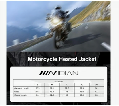 MIDIAN Heated Motorcycle Jacket Liner Coat - Winter Gear Waterproof & Windproof