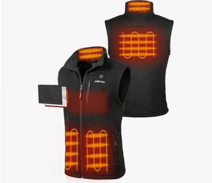 SGKOW Men's Heated Vest - Battery Included, Black Fleece Large