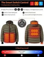 Men's Heated Insulated Hooded Jacket + 12V Battery Included