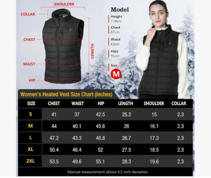 COREEDGE Women's Smart Heated Vest - 5-in-1 Controller, Rechargeable Battery