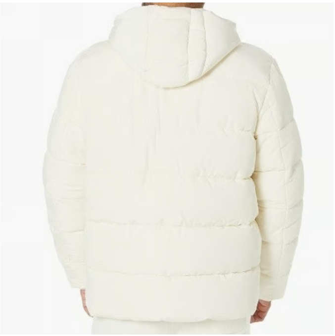 Men's Polyester Hooded Puffer Thick Bubble Jacket 100% Polyester Ivory Color