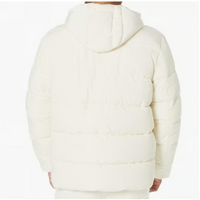 Men's Polyester Hooded Puffer Thick Bubble Jacket 100% Polyester Ivory Color