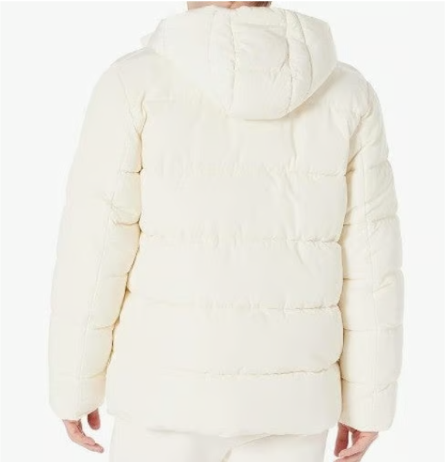 Men's Polyester Hooded Puffer Thick Bubble Jacket 100% Polyester Ivory Color