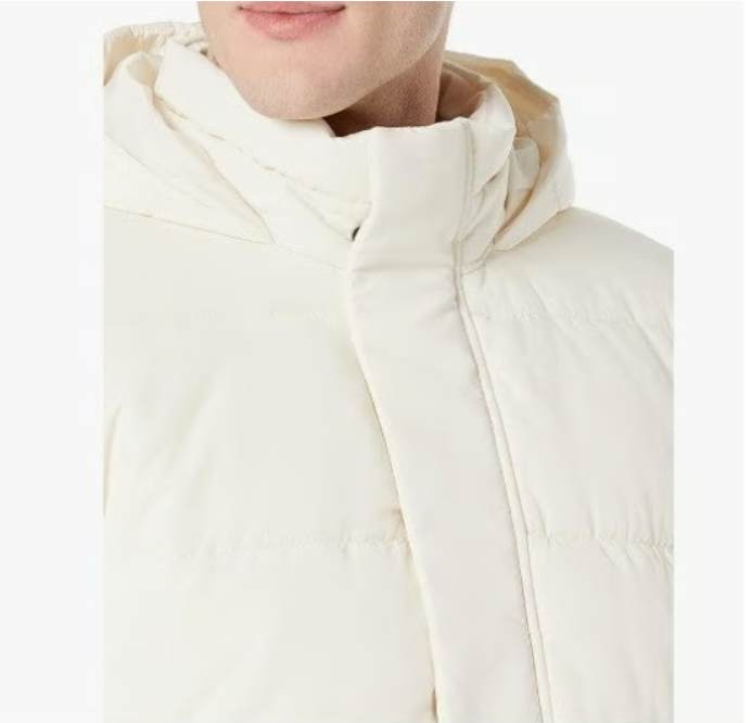 Men's Polyester Hooded Puffer Thick Bubble Jacket 100% Polyester Ivory Color