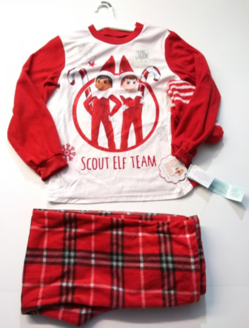 Christmas Size 8/10 Elf On The Shelf Pajama PJ Set & Cozy Socks 100% Polyester