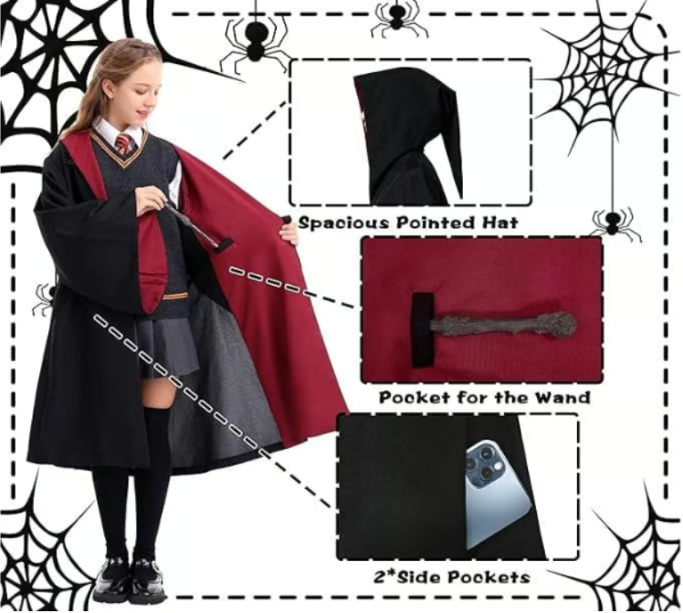 Loiahoer Kids & Teens Magical Wizard Robe | Halloween Costume Cloak XS