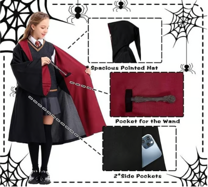 Loiahoer Kids & Teens Magical Wizard Robe | Halloween Costume Cloak XS