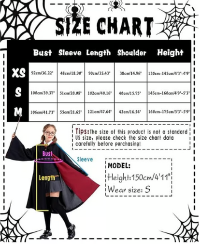 Loiahoer Kids & Teens Magical Wizard Robe | Halloween Costume Cloak XS