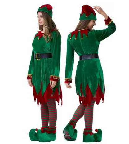 Soulty Christmas Elf Costume 5-Piece Set Women Deluxe Santa’s Helper Outfit