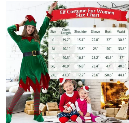 Soulty Christmas Elf Costume 5-Piece Set Women Deluxe Santa’s Helper Outfit