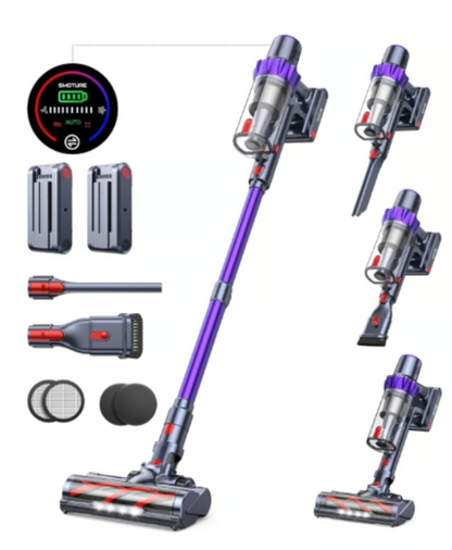 SMOTURE Cordless Vacuum Cleaner 2 Batteries, 110 Mins Runtime, 40KPA Suction