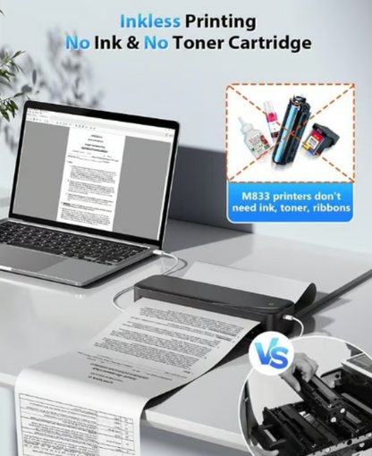 Memoking M833 Wireless Inkless Thermal Printer | Portable Travel Printer