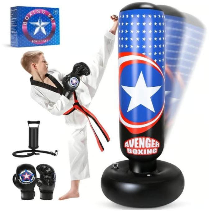 All Star 66" Kids Punching Bag with Gloves – Inflatable Boxing Bag Set