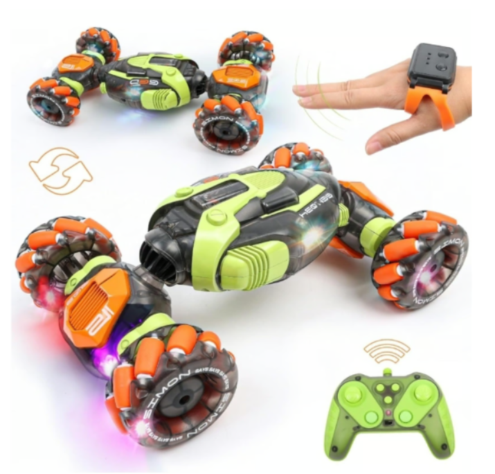 FUNiOi Gesture-Controlled RC Stunt Car - 4WD Toy with Lights & Music