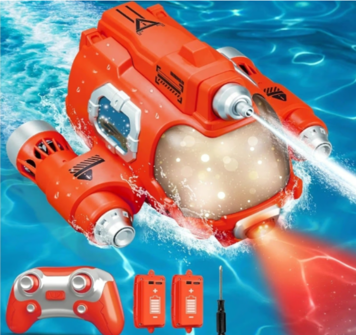 Whimsyland Kids' RC Boat with Spray Pump & LED Lights - 2.4GHz