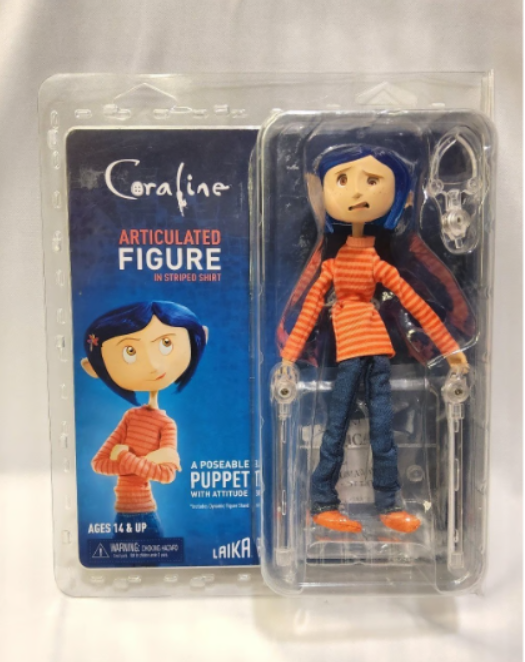 Coraline 7-Inch Articulated Figure with Poseable Body, Striped Shirt & Stand