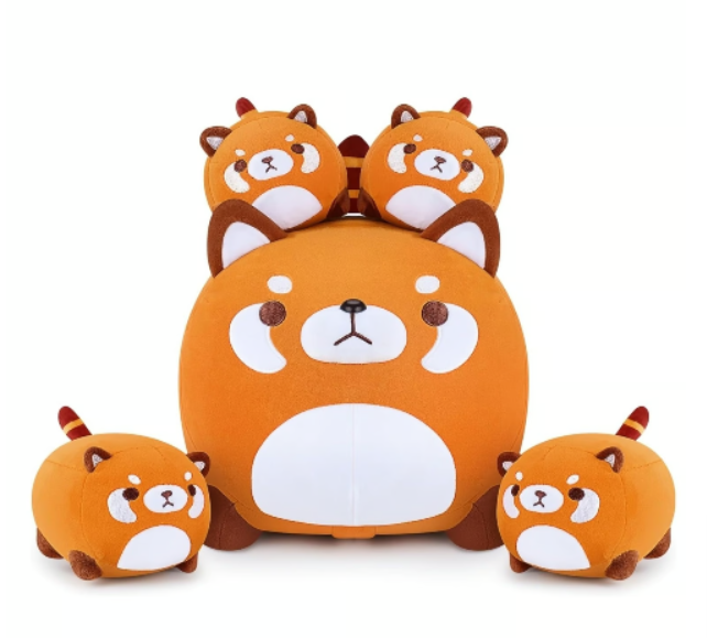 5 PCS Red Panda Plush Toys Set - Cute Stuffed Animal Family Gift