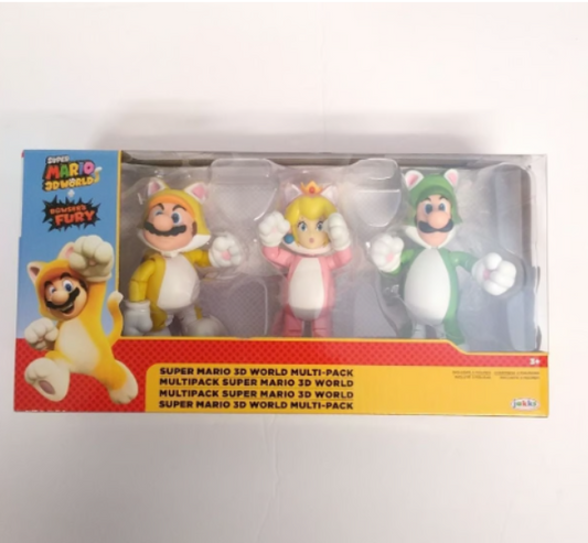 Super Mario 3D World Bowser's Fury Cat Mario Peach Luigi 3 Pack Figures