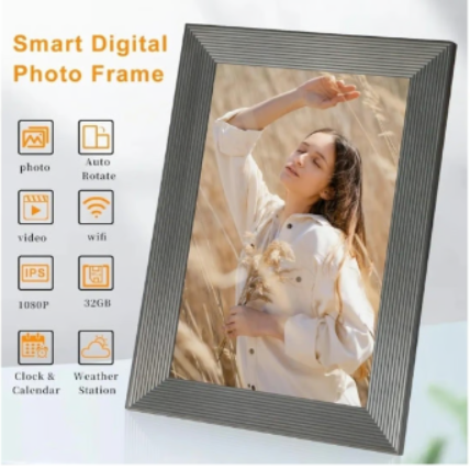 QCREA 10.1" WiFi Digital Photo Frame - 1080p IPS, 32GB Storage, Frameo App