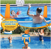 Inground Pool Volleyball & Basketball Set | Splash Party Fun | Adults & Teens