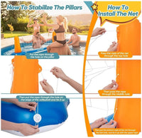 Inground Pool Volleyball & Basketball Set | Splash Party Fun | Adults & Teens