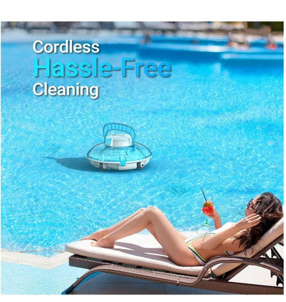 Cordless Robotic Pool Cleaner Lasts 60 Mins Above/In-Ground Pools up to 26 Feet