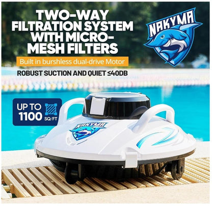 Nakyma Cordless Robotic Pool Cleaner | Intelligent Path Planning, Strong Suction