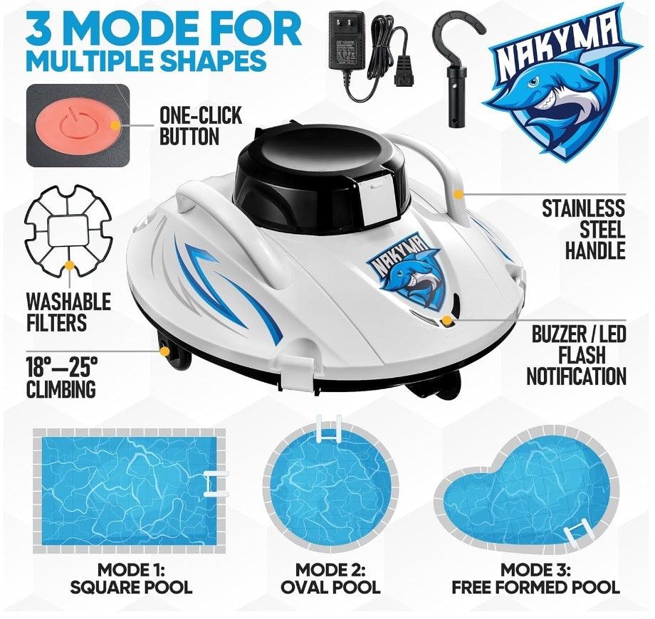 Nakyma Cordless Robotic Pool Cleaner | Intelligent Path Planning, Strong Suction