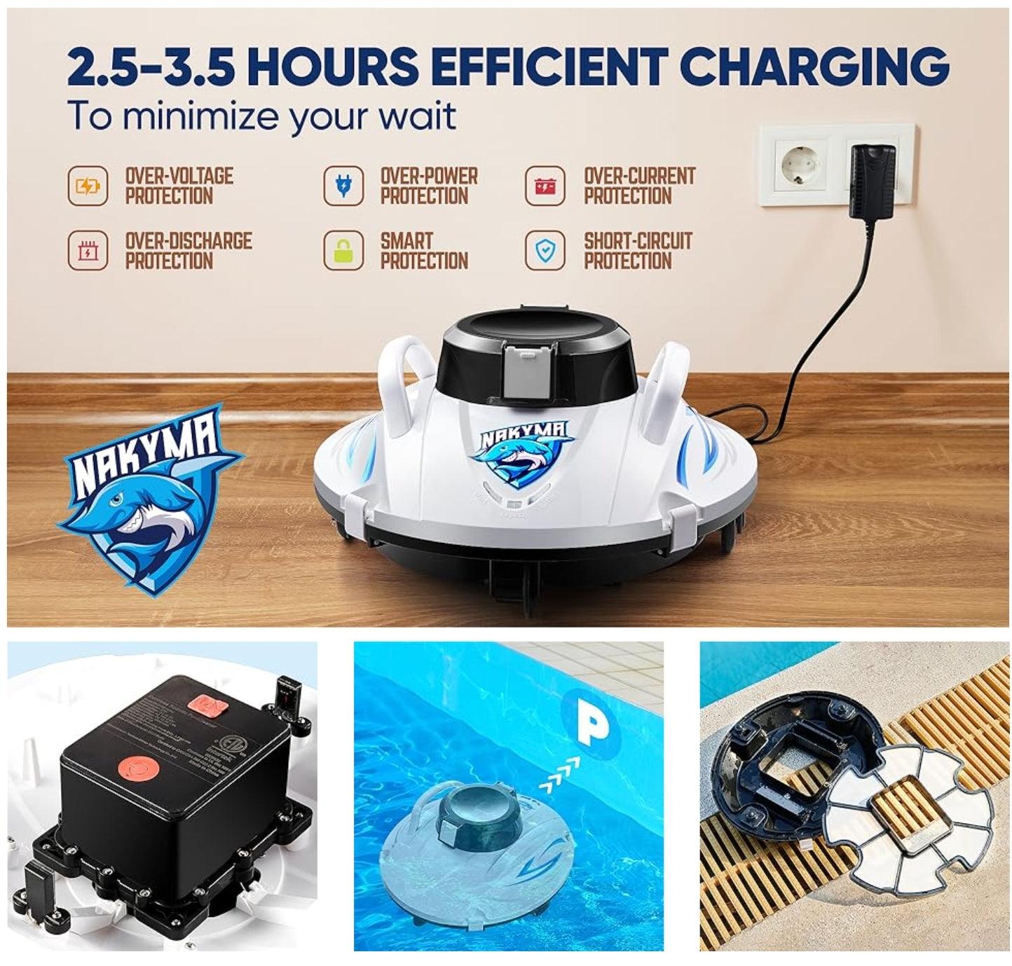 Nakyma Cordless Robotic Pool Cleaner | Intelligent Path Planning, Strong Suction