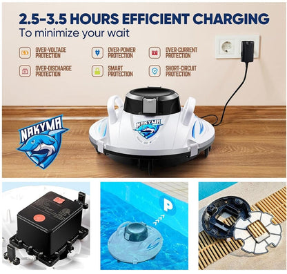 Nakyma Cordless Robotic Pool Cleaner | Intelligent Path Planning, Strong Suction