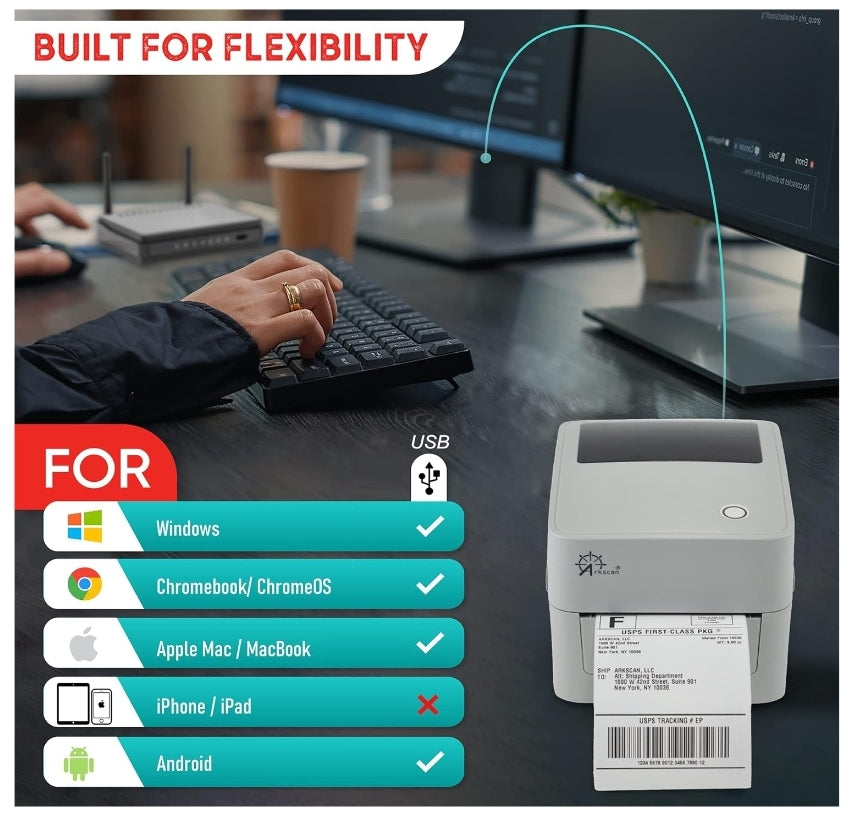 Arkscan 2054K-USB Thermal Label Printer for E-commerce Shipping