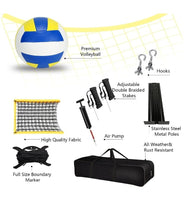 Adjustable Height Volleyball Net Set with Steel Posts and Free Carry Bag