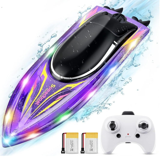 HEXSOLID RC Boat with LED Light for Pools and Lakes - Remote Control Toy