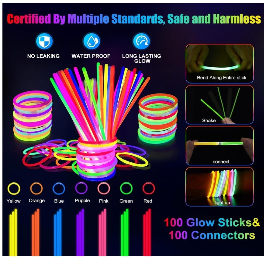 158 PCS Glow in the Dark Party Supplies - LED Glasses, Finger Lights, Glow Stick