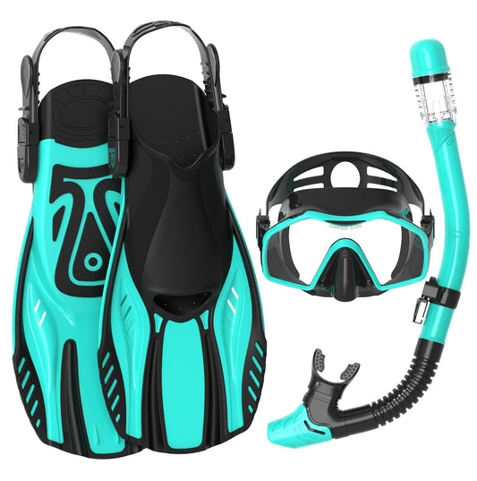 Snorkeling Gear for Adults - Mask Fins Snorkel Set with Panoramic View