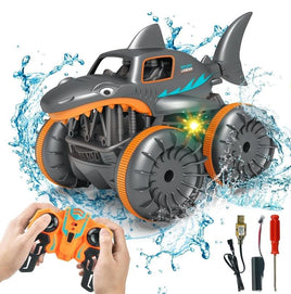 BEZGAR Amphibious Shark RC Car - 360° Spin Waterproof Remote Control Truck