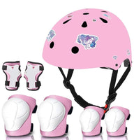 Girls Adjustable Roller Skates & Protective Helmet and Pads Gear Bundle