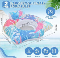 2 Pack Inflatable Pool Floats with Solar Color Changing Lights and Cup Holders