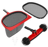 Swimming Pool Cleaning Kit - Replaceable Leaf Skimmer Net & Rotatable Pool Brush