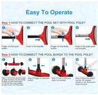 Swimming Pool Cleaning Kit - Replaceable Leaf Skimmer Net & Rotatable Pool Brush