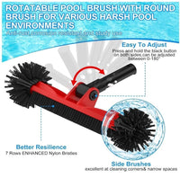 Swimming Pool Cleaning Kit - Replaceable Leaf Skimmer Net & Rotatable Pool Brush