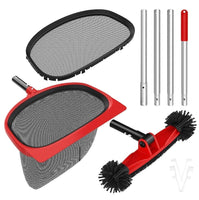 Swimming Pool Cleaning Kit - 5.7 Feet Aluminum Pole, Rotatable Brush, Leaf Rake