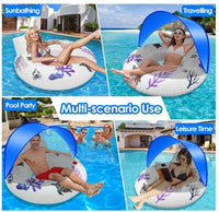 Inflatable Pool Float with Canopy, Cup Holder & Handles - Large Floating Chair