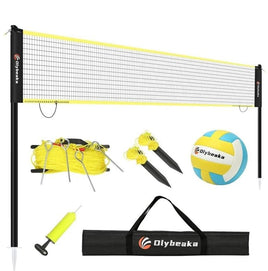 Portable Outdoor Volleyball Net Set with Adjustable Height Poles, 32ft